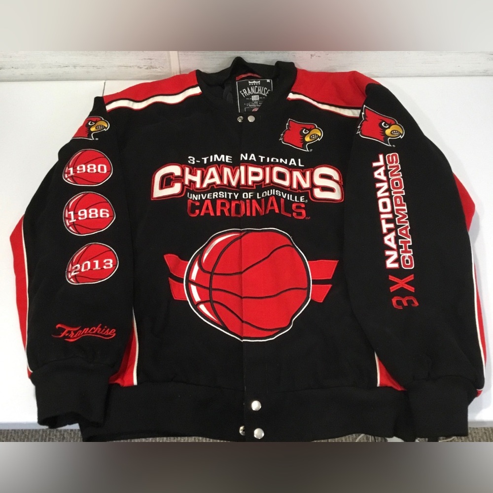 Vintage Louisville Cardinals 3X Champions 1980-1986-2013 Varsity Jacket Size-XXL